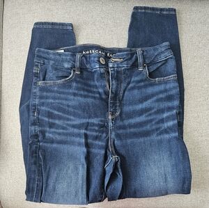 American Eagle Outfitters Navy Blue Denim Jeans with Contrast Stitching